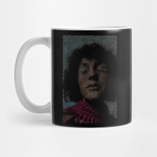 Portrait, digital collage and special processing. Woman with closed eyes. Mystic and beautiful.  Like old print, but colorful. Mug